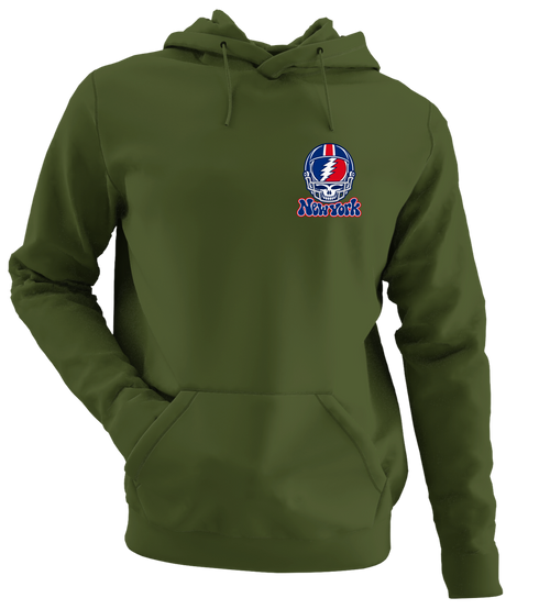 New York Helmet Stealie Premium Unisex Hoodie — New York Giants — Military Green