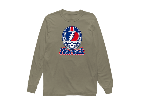 New York Helmet Stealie Premium Unisex Long-Sleeve — New York Giants — Sandstone
