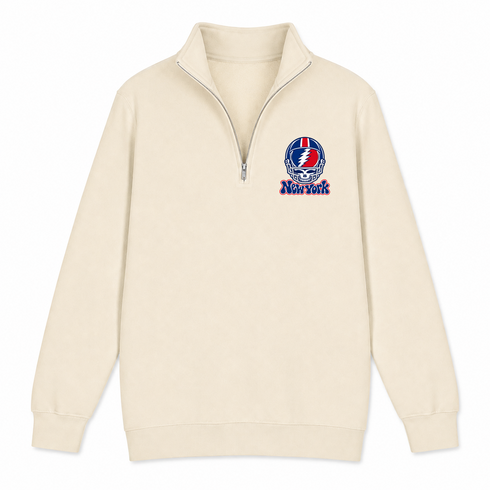 New York Helmet Stealie Premium Unisex Quarter-Zip — New York Giants — Sand