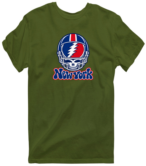New York Helmet Stealie Premium Unisex T-Shirt — New York Giants — Military Green
