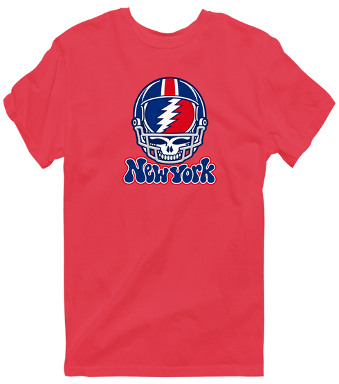 New York Helmet Stealie Premium Unisex T-Shirt — New York Giants — Heather Red