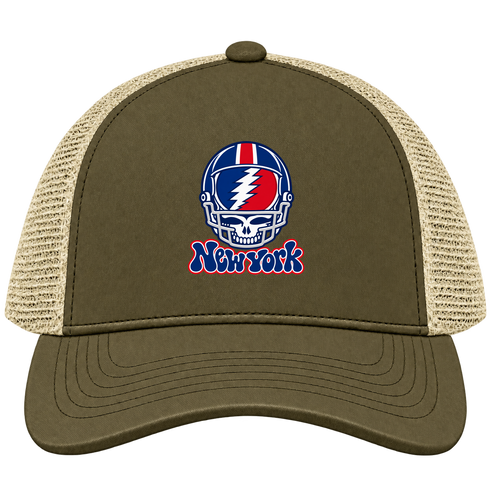 New York Helmet Stealie Premium Unisex Trucker Cap — New York Giants — Moss/Khaki