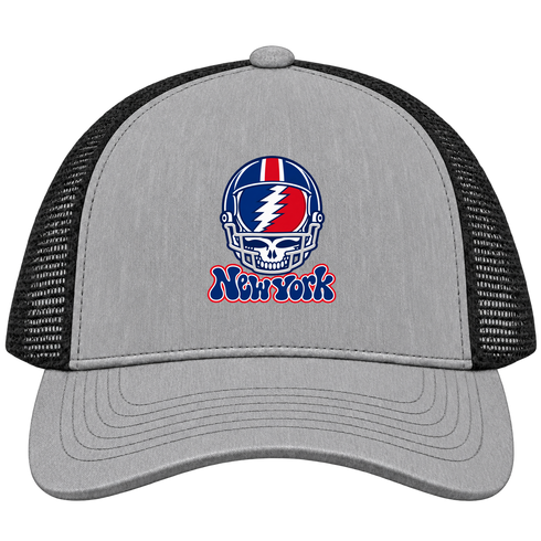 New York Helmet Stealie Premium Unisex Trucker Cap — New York Giants — Heather Grey/Black