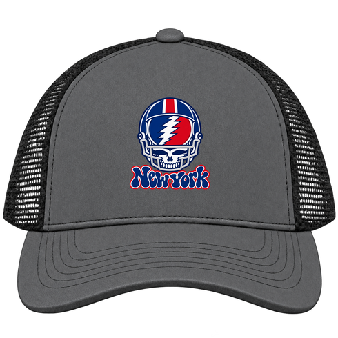 New York Helmet Stealie Premium Unisex Trucker Cap — New York Giants — Charcoal/Black