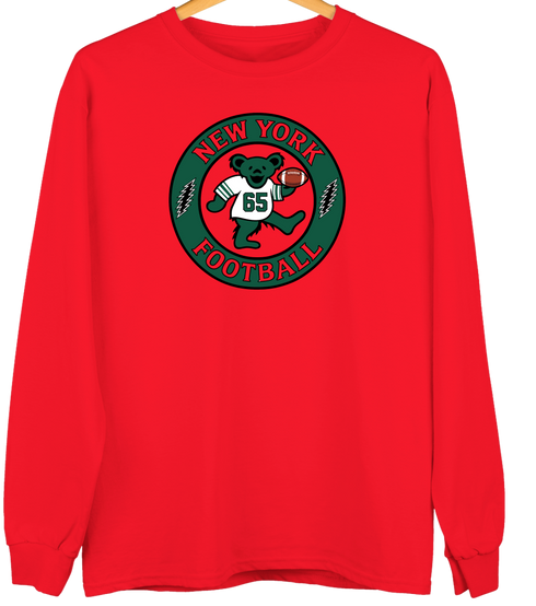New York Football Dancing Bear Premium Crewneck — New York Jets — Red