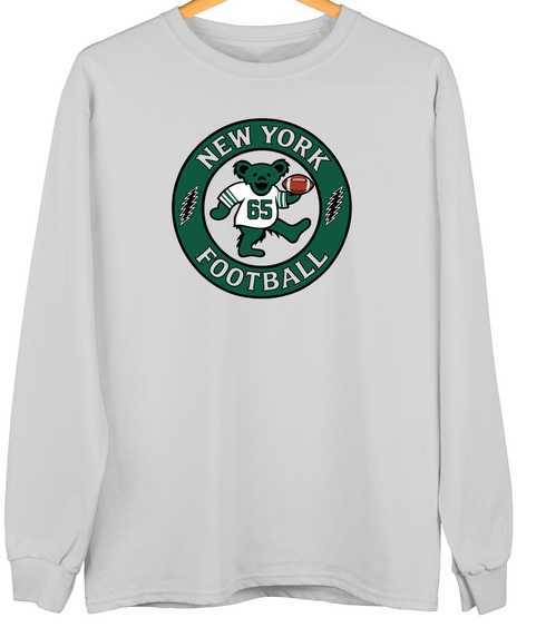 New York Football Dancing Bear Premium Crewneck — New York Jets — Sport Grey