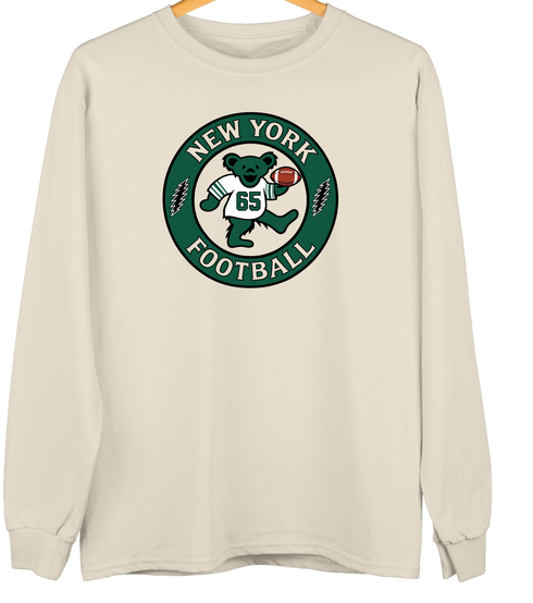 New York Football Dancing Bear Premium Crewneck — New York Jets — Sand
