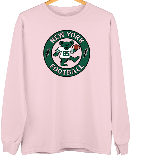 New York Football Dancing Bear Premium Crewneck — New York Jets — Light Pink