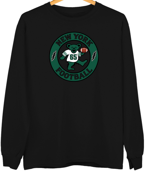 New York Football Dancing Bear Premium Crewneck — New York Jets — Black