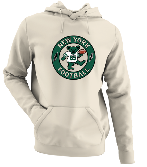 New York Football Dancing Bear Premium Hoodie — New York Jets — Sand