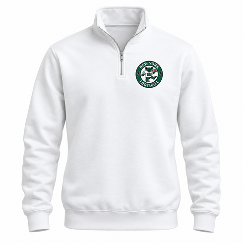 New York Football Dancing Bear Premium Quarter-Zip — New York Jets — White
