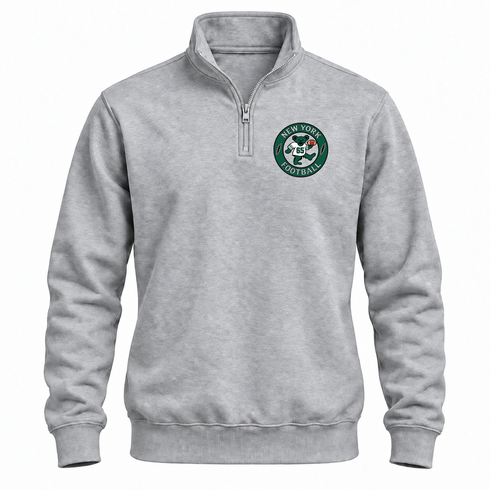 New York Football Dancing Bear Premium Quarter-Zip — New York Jets — Sport Grey