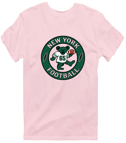 New York Football Dancing Bear Premium T-Shirt — New York Jets — Light Pink