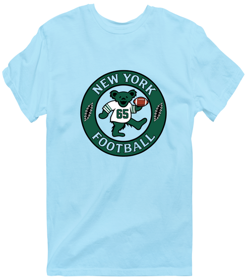 New York Football Dancing Bear Premium T-Shirt — New York Jets — Light Blue