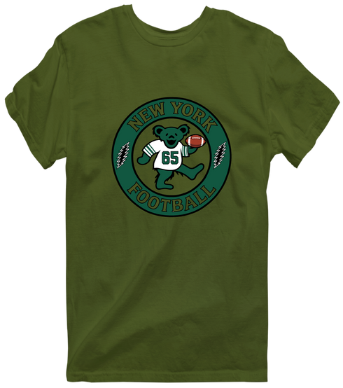 New York Football Dancing Bear Premium T-Shirt — New York Jets — Military Green