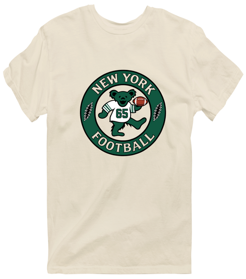 New York Football Dancing Bear Premium T-Shirt — New York Jets — Sand