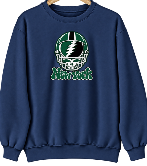 New York Helmet Stealie Premium Unisex Crewneck — New York Jets — Navy