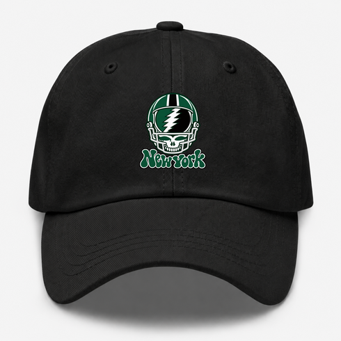 New York Helmet Stealie Premium Unisex Dad Hat — New York Jets — Black