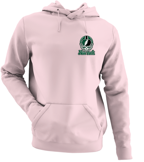 New York Helmet Stealie Premium Unisex Hoodie — New York Jets — Light Pink