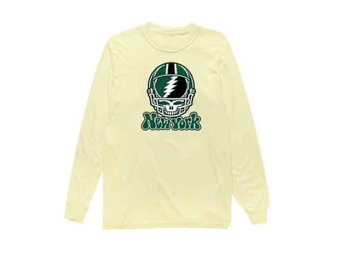New York Helmet Stealie Premium Unisex Long-Sleeve — New York Jets — Butter