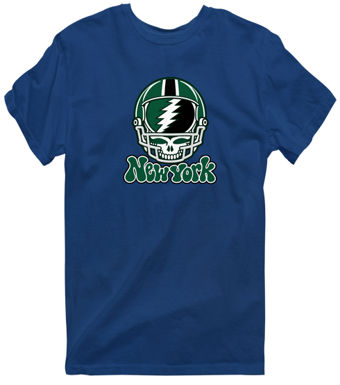 New York Helmet Stealie Premium Unisex T-Shirt — New York Jets — Navy