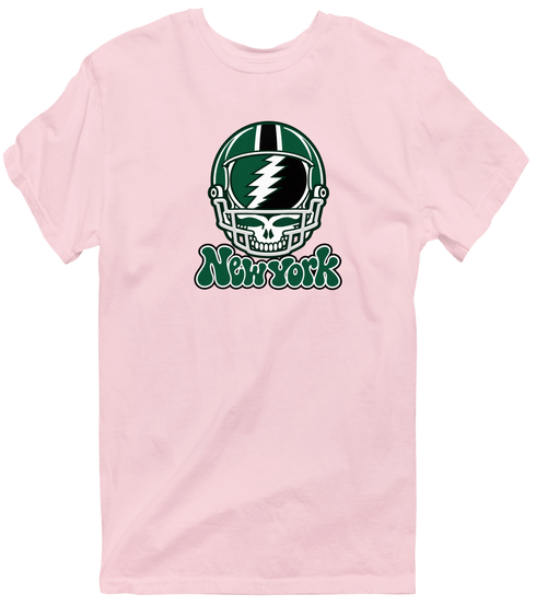 New York Helmet Stealie Premium Unisex T-Shirt — New York Jets — Light Pink