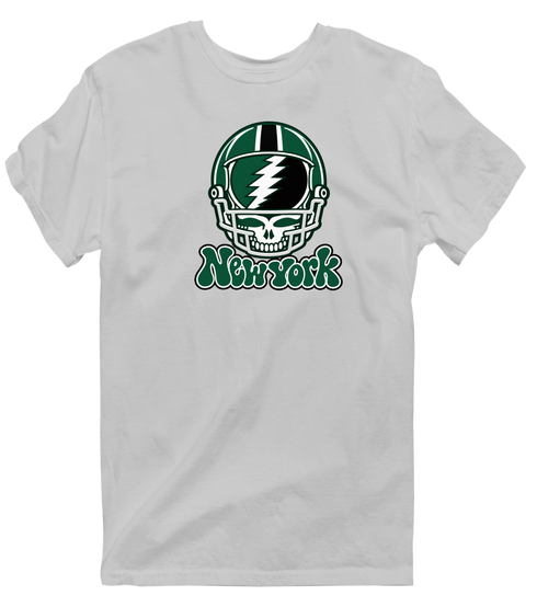 New York Helmet Stealie Premium Unisex T-Shirt — New York Jets — Sport Grey