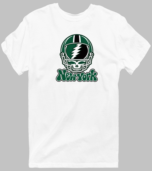 New York Helmet Stealie Premium Unisex T-Shirt — New York Jets — White