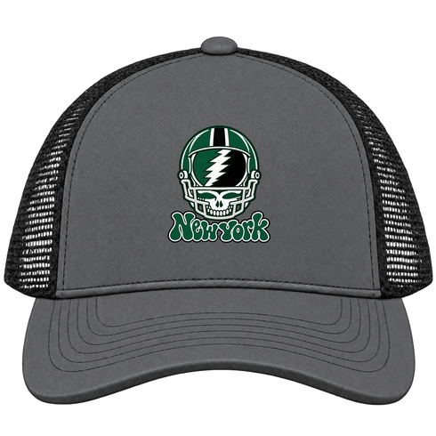 New York Helmet Stealie Premium Unisex Trucker Cap — New York Jets — Charcoal/Black