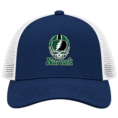 New York Helmet Stealie Premium Unisex Trucker Cap — New York Jets — Navy/White