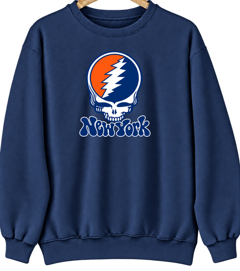 New York Baseball Stealie Grateful Dead Crewneck — New York Mets — Navy