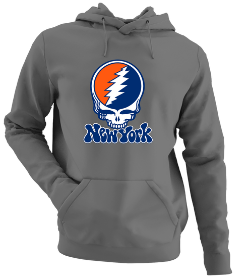 New York Baseball Stealie Grateful Dead Hoodie — New York Mets — Charcoal