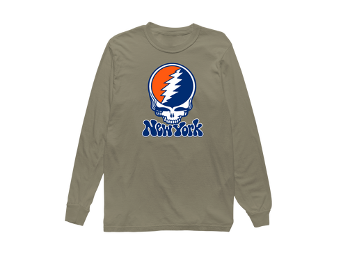 New York Baseball Stealie Grateful Dead Long-Sleeve — New York Mets — Sandstone