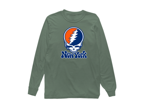 New York Baseball Stealie Grateful Dead Long-Sleeve — New York Mets — Light Green