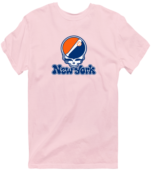 New York Baseball Stealie Grateful Dead T-Shirt — New York Mets — Light Pink