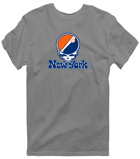 New York Baseball Stealie Grateful Dead T-Shirt — New York Mets — Dark Heather