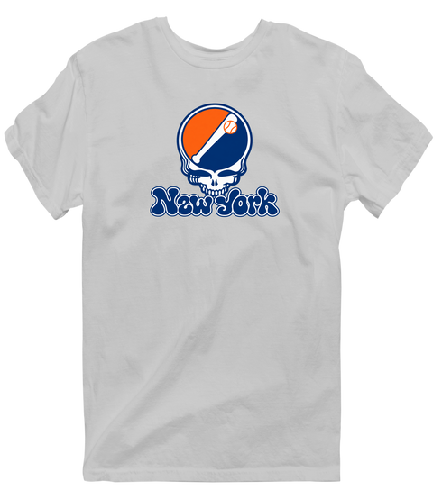 New York Baseball Stealie Grateful Dead T-Shirt — New York Mets — Sport Grey