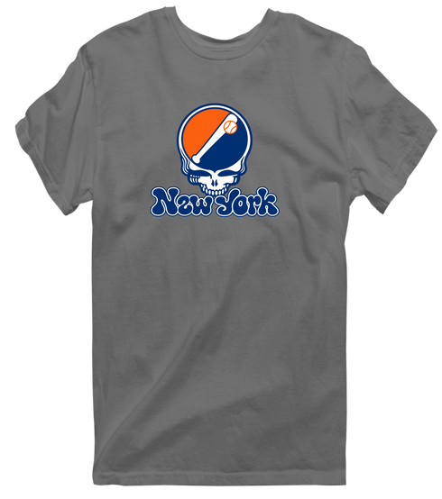 New York Baseball Stealie Grateful Dead T-Shirt — New York Mets — Charcoal