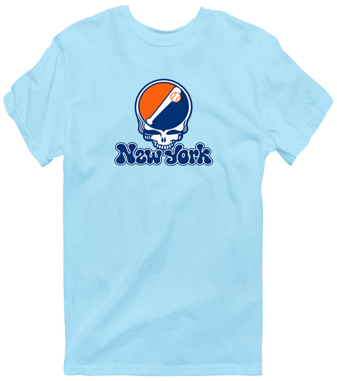 New York Baseball Stealie Grateful Dead T-Shirt — New York Mets — Light Blue