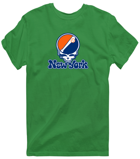 New York Baseball Stealie Grateful Dead T-Shirt — New York Mets — Irish Green