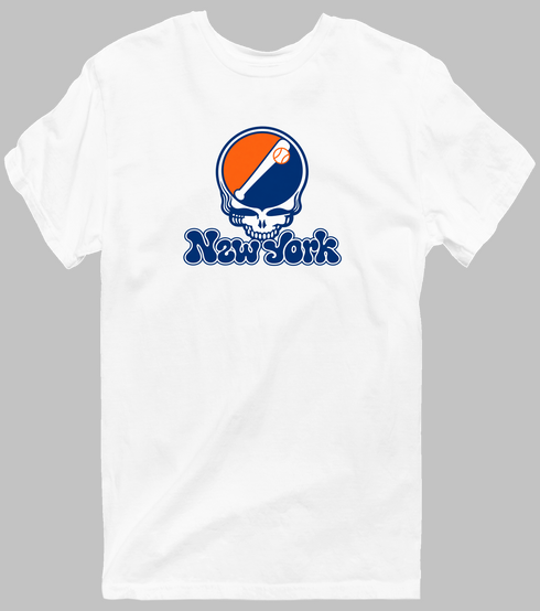 New York Baseball Stealie Grateful Dead T-Shirt — New York Mets — White