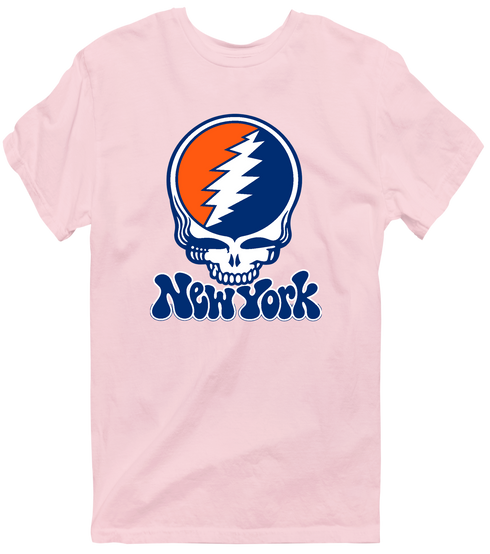 New York Baseball Stealie Grateful Dead T-Shirt — New York Mets — Light Pink