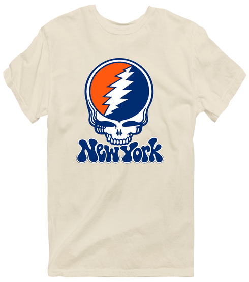 New York Baseball Stealie Grateful Dead T-Shirt — New York Mets — Sand