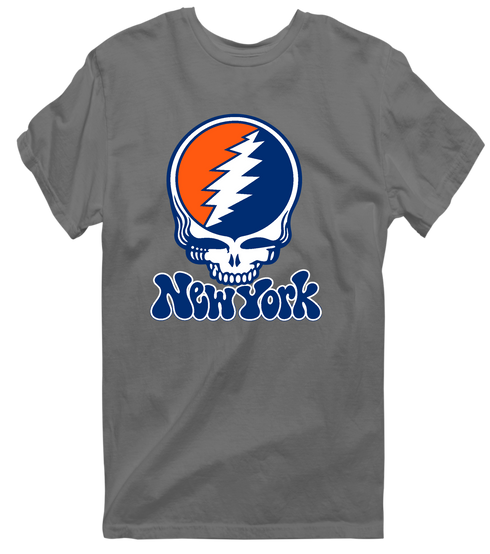 New York Baseball Stealie Grateful Dead T-Shirt — New York Mets — Charcoal