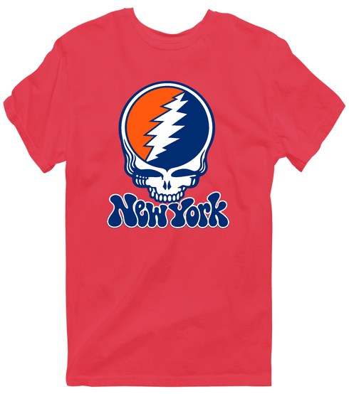New York Baseball Stealie Grateful Dead T-Shirt — New York Mets — Heather Red