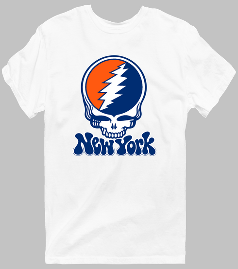 New York Baseball Stealie Grateful Dead T-Shirt — New York Mets — White