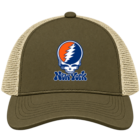 New York Baseball Stealie Grateful Dead Trucker Cap — New York Mets — Moss/Khaki