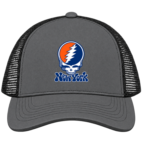 New York Baseball Stealie Grateful Dead Trucker Cap — New York Mets — Charcoal/Black