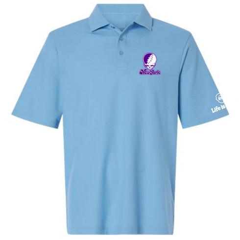 New York Stealie Premium Unisex Polo — Design: New York University — Blue