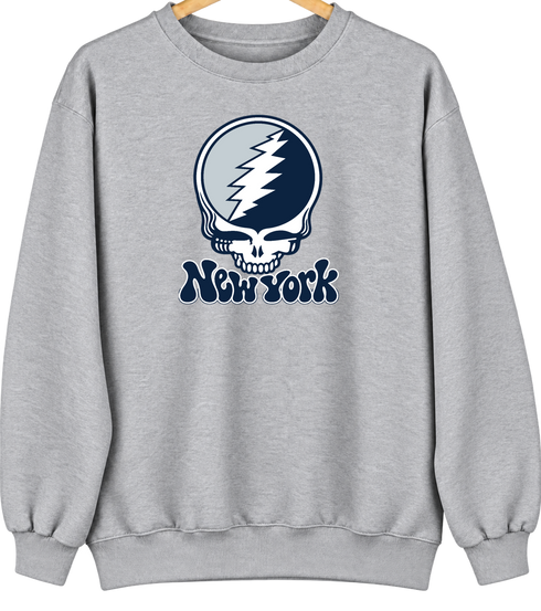 New York Baseball Stealie Grateful Dead Crewneck — New York Yankees — Sport Grey